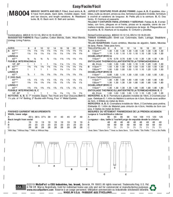 McCall's Schnittmuster M8004 - Rock - breiter Bund - figurbetont – Bild 8