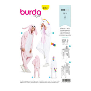 Burda Style Schnittmuster Nr. 2351 - Fasching - Einhorn und Hase