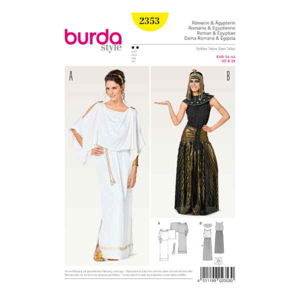Burda Style Schnittmuster Nr. 2353 - Fasching - Römerin und Ägypterin