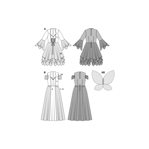 Burda Style Schnittmuster Nr. 2372 - Fasching - Elfe mit Flügel - Midi und Maxi – Bild 5