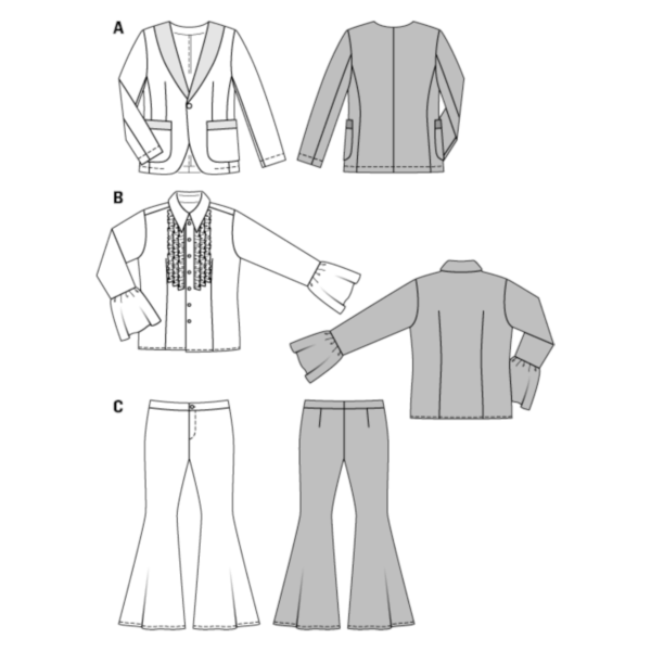 Burda Style Schnittmuster Nr. 2374 - Fasching - Siebziger-Style - Anzug und Hemd – Bild 5