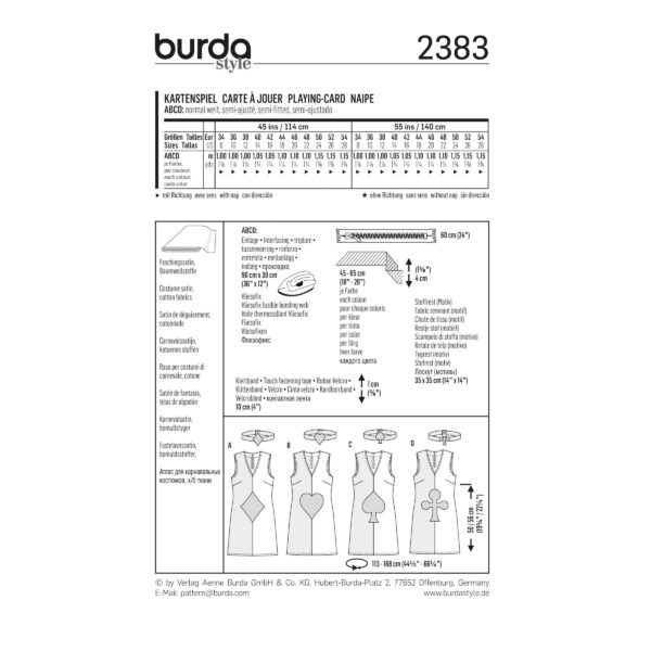 Burda Style Schnittmuster Nr. 2383 - Fasching - Spielkarten-Kostüm – Bild 7