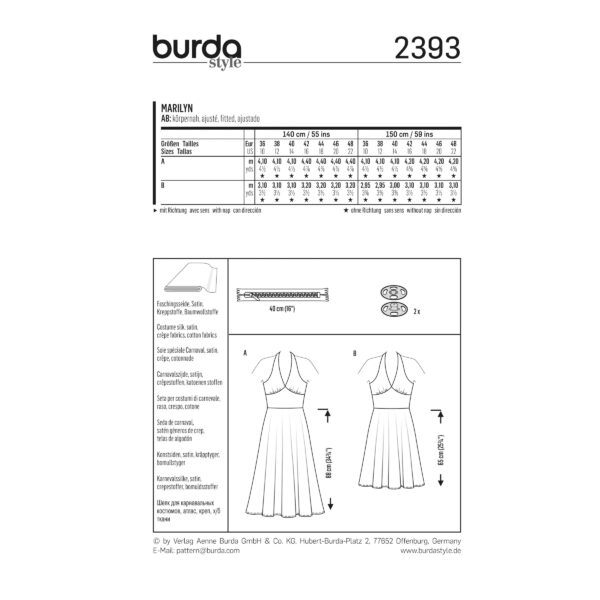 Burda Style Schnittmuster Nr. 2393 - Fasching - Kleid - Retrokleid Marylin – Bild 4