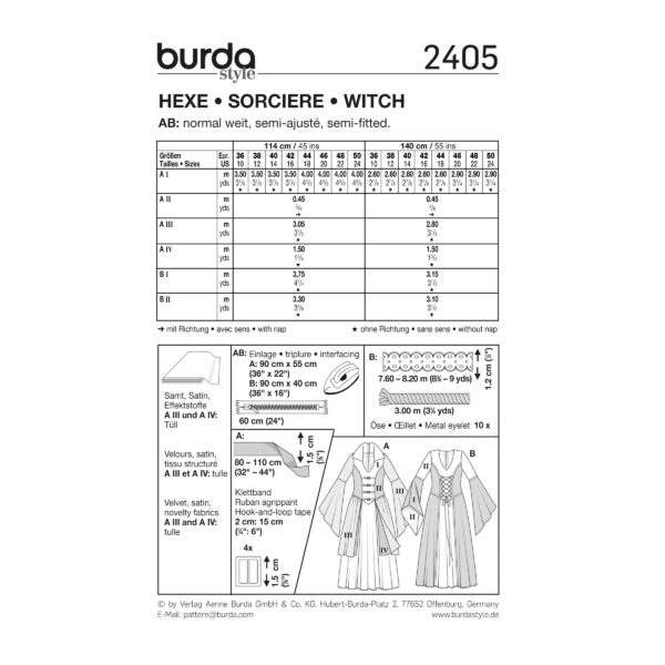 Burda Style Schnittmuster Nr. 2405 - Fasching - Hexe , Magierin, Hellseherin – Bild 4