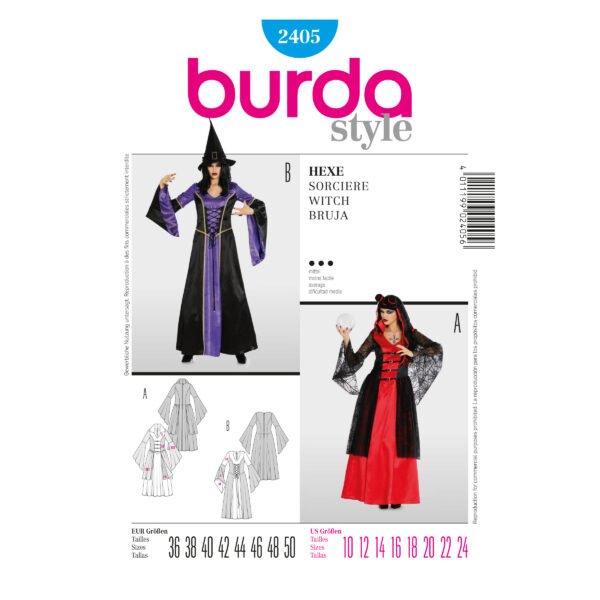 Burda Style Schnittmuster Nr. 2405 - Fasching - Hexe , Magierin, Hellseherin