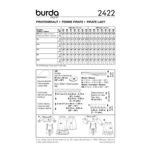 Burda Style Schnittmuster Nr. 2422 - Fasching - Piratenbraut – Bild 4
