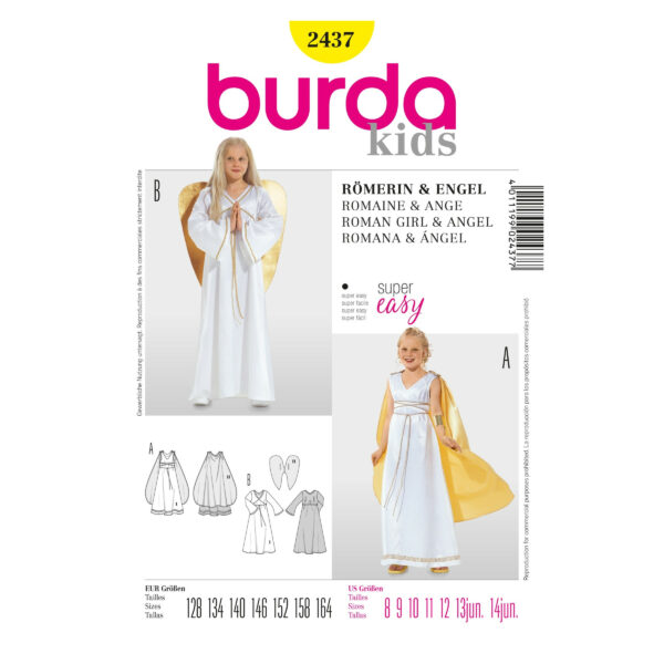 Burda Kids Schnittmuster Nr. 2437 - Fasching - Römerin und Engel – Bild 5