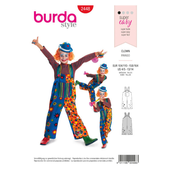 Burda Kids Schnittmuster Nr. 2448 - Fasching - Clown - Manege Frei