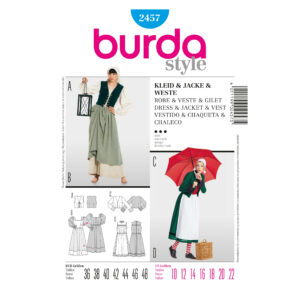 Burda Style Schnittmuster Nr. 2457 - Fasching - Magd - Bäuerin - Kleid, Jacke, Weste