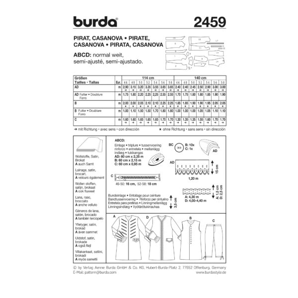 Burda Style Schnittmuster Nr. 2459 - Fasching - Pirat & Casanova – Bild 5