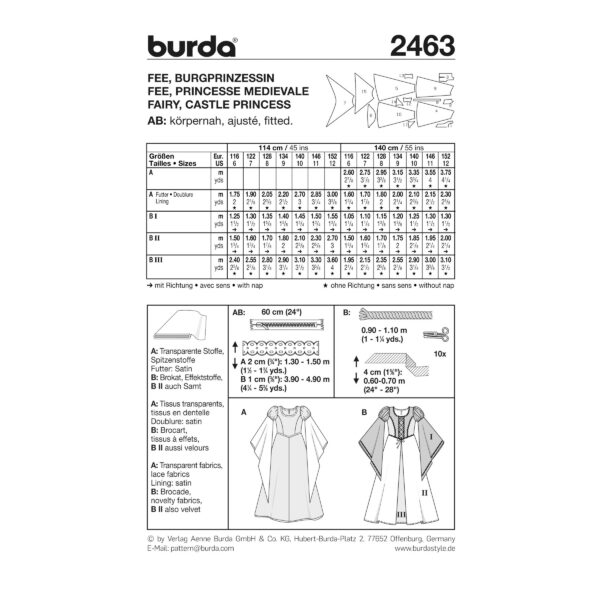 Burda Style Schnittmuster Nr. 2463 - Fasching - Fee und Burgprinzessin – Bild 4