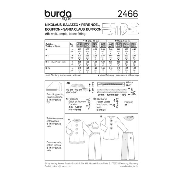 Burda Style Schnittmuster Nr. 2466 - Fasching - Nikolaus und Bajazzo – Bild 3