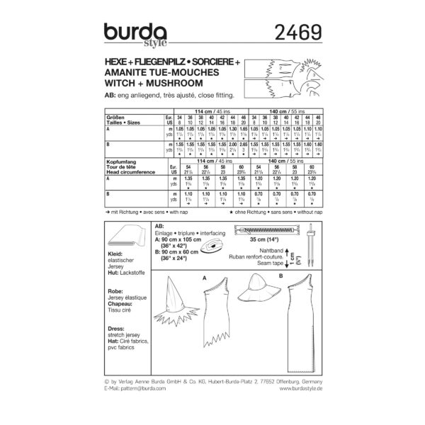 Burda Style Schnittmuster Nr. 2469 - Fasching - Hexe und Fliegenpilz – Bild 3