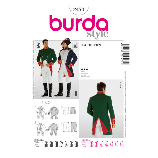 Burda Style Schnittmuster Nr. 2471 - Fasching - Napoleon - Historisches Kostüm