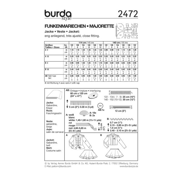 Burda Kids Schnittmuster Nr. 2472 - Fasching - Funkenmariechen – Bild 4