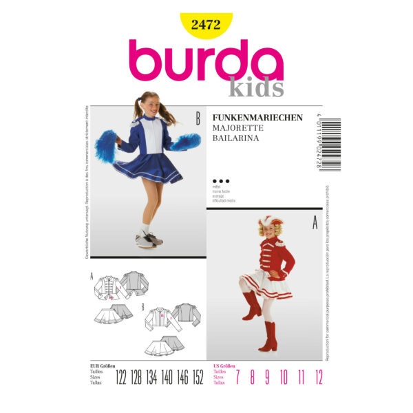Burda Kids Schnittmuster Nr. 2472 - Fasching - Funkenmariechen