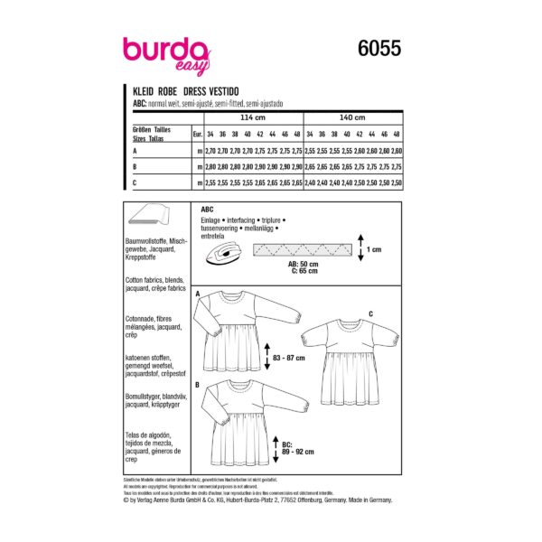 Burda Style Schnittmuster Nr. 6055 - Kleid mit eingerüschter Rockbahn – Bild 11