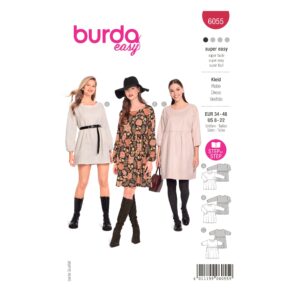 Burda Style Schnittmuster Nr. 6055 - Kleid mit eingerüschter Rockbahn