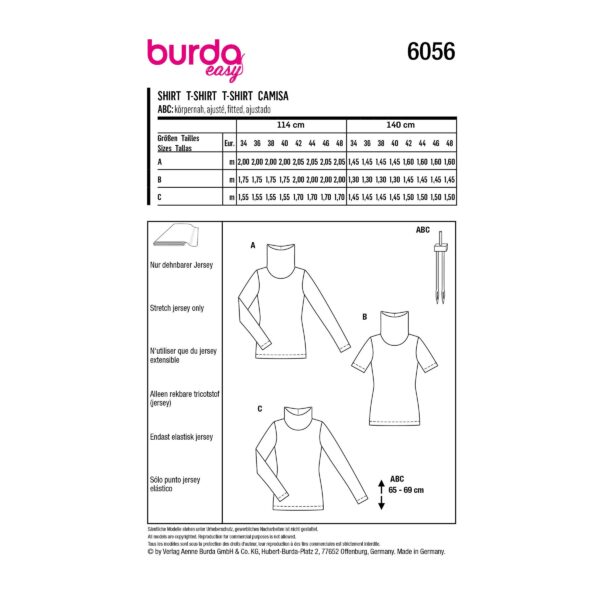 Burda Style Schnittmuster Nr. 6056 - Rolli mit kurzen oder langen Ärmeln – Bild 11