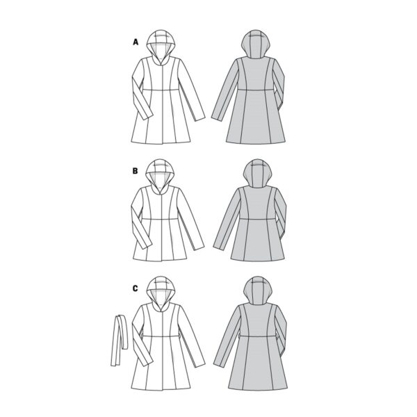 Burda Style Schnittmuster Nr. 6057 - Mantel - Jacke mit Teilungsnähten und Kapuze – Bild 12