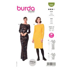 Burda Style Schnittmuster Nr. 6068 - Kleid, Abendkleid – schmale Silhouette – mit Rückendecolleté