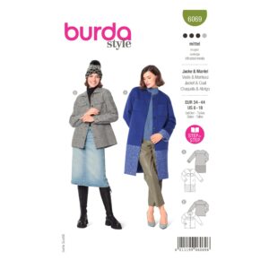 Burda Style Schnittmuster Nr. 6069 - Mantel, Jacke – aufgesetzte Taschen – Hemdjacke