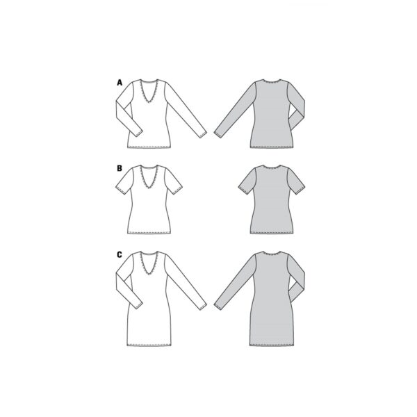 Burda Style Schnittmuster Nr. 6075 - Shirt, Kleid – schmale Form mit V-Ausschnitt – Bild 12