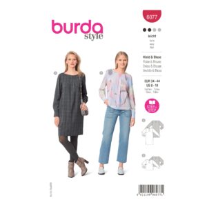 Burda Style Schnittmuster Nr. 6077 - Kleid und Bluse in gerader Linienführung mit Manschetten
