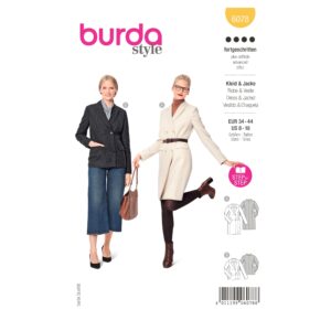Burda Style Schnittmuster Nr. 6078 - Blazer-Kleid und Jacke – doppelreihig mit Revers