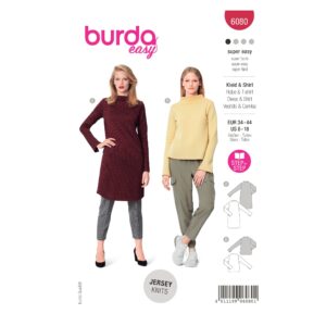 Burda Style Schnittmuster Nr. 6080 - Kleid, Shirt mit angeschnittenem Kragen