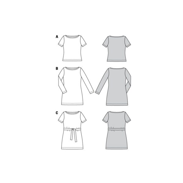 Burda Style Schnittmuster Nr. 6087 - Shirt, Kleid – körpernah - U-Boot-Ausschnitt – Bild 9
