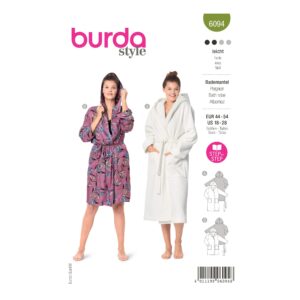 Burda Style Schnittmuster Nr. 6094 - Bademantel mit Kapuze und aufgesetzte Taschen