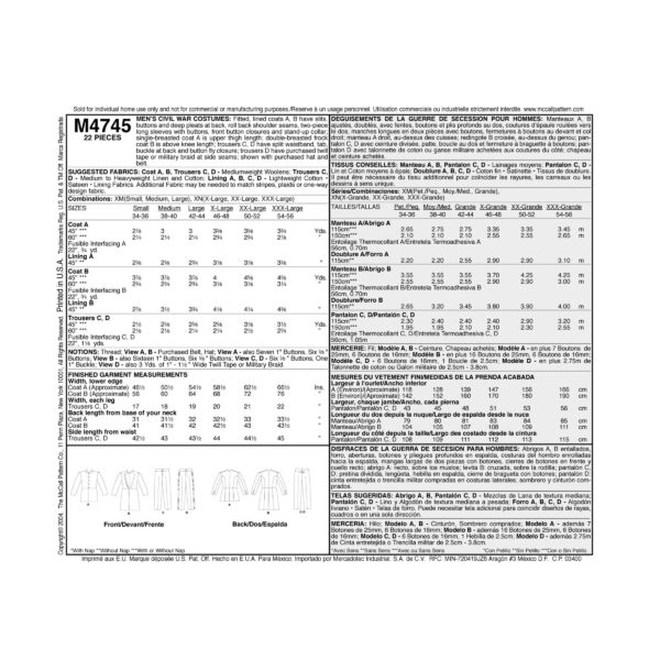 McCall's Schnittmuster M4745 - Historische Kostüme - Amerikanischer Bürgerkrieg – Bild 5