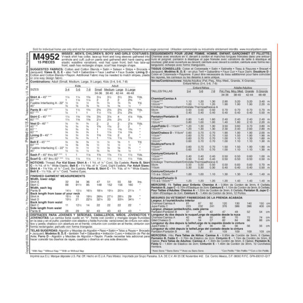 McCall's Schnittmuster M4952 - Kostüme - Seeräuber - Pirat - für Erwachsene und Kinder – Bild 6