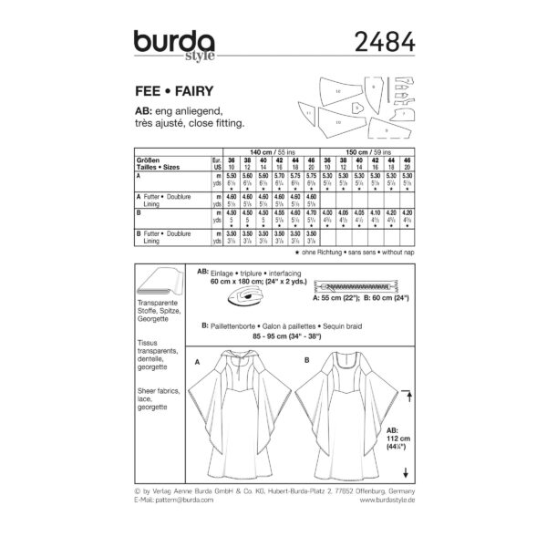 Burda Style Schnittmuster Nr. 2484 - Fasching - Kostüm - Fee – Bild 3