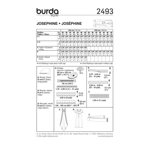 Burda Style Schnittmuster Nr. 2493 - Fasching - Historisches Kostüm - Kleid Josephine – Bild 4