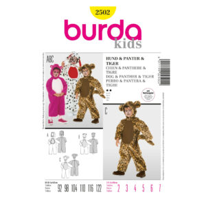 Burda Kids Schnittmuster Nr. 2502 - Fasching - Kostüm - Hund und Panther und Tiger