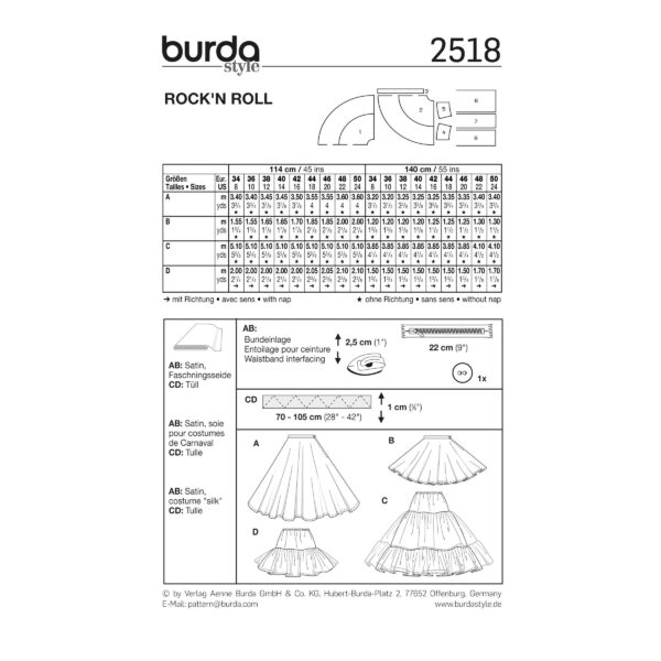 Burda Style Schnittmuster Nr. 2518 - Fasching - Rock aus den 50ern - Rock `n` Roll – Bild 3