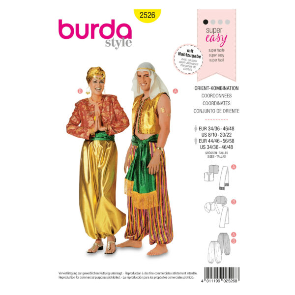 Burda Style Schnittmuster Nr. 2526 - Fasching - Kostüm - Orient Kombination