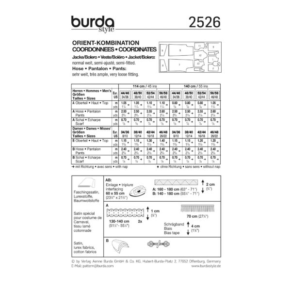 Burda Style Schnittmuster Nr. 2526 - Fasching - Kostüm - Orient Kombination – Bild 3
