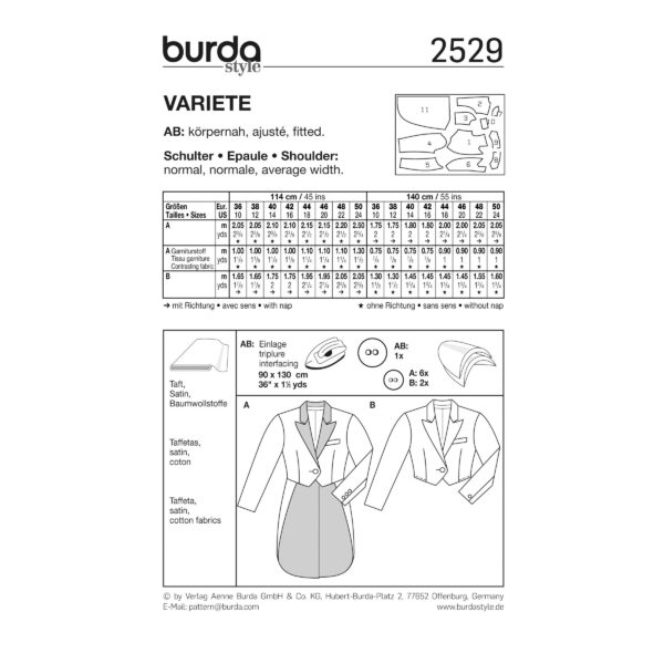 Burda Style Schnittmuster Nr. 2529 - Fasching - Kostüm - Variete - Frack - Bolero – Bild 4