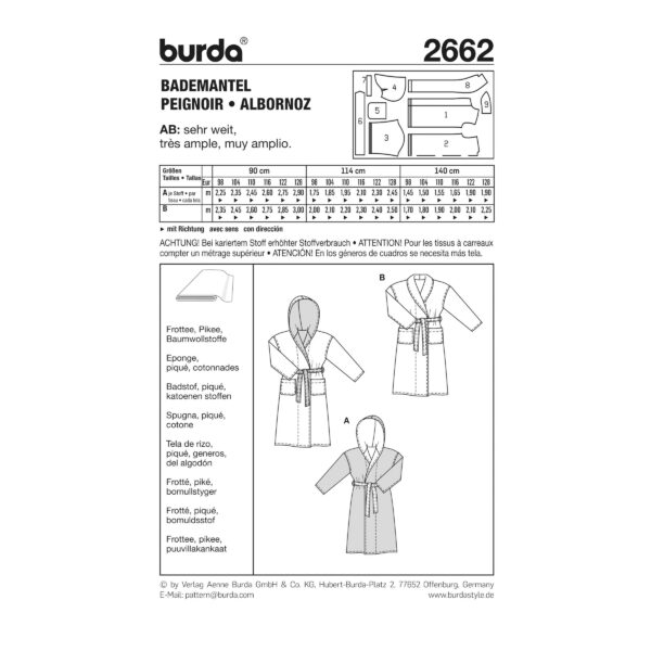 Burda Kids Schnittmuster Nr. 2662 - Kinderbademantel - Bademantel für Kinder – Bild 3
