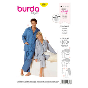 Burda Style Schnittmuster Nr. 2691 - Pyjama - Schlafanzug für Damen und Herren