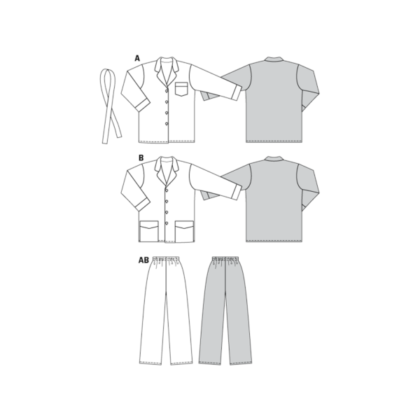 Burda Style Schnittmuster Nr. 2691 - Pyjama - Schlafanzug für Damen und Herren – Bild 4
