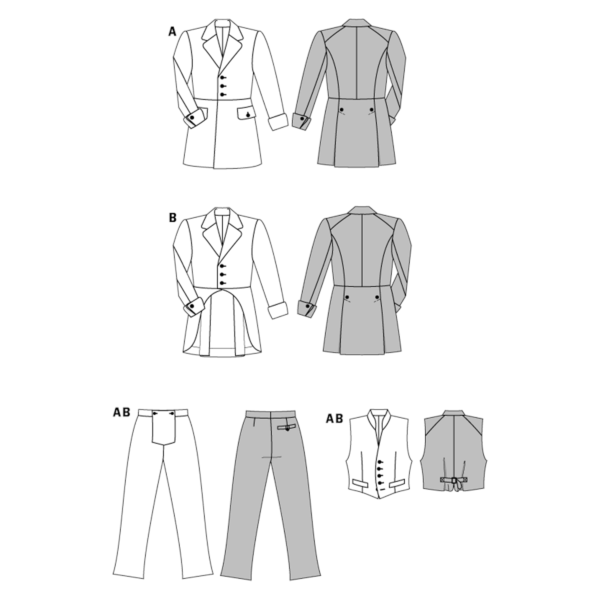 Burda Style Schnittmuster Nr. 2767 - Steampunk - Historischer Herrenanzug um 1848 - Frack, Hose und Weste – Bild 5
