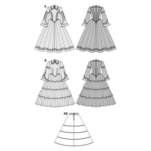Burda Style Schnittmuster Nr. 2768 - Steampunk - Historische Kleider mit Reifrock um 1848 - 2 Varianten – Bild 4