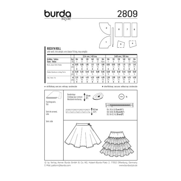 Burda Kids Schnittmuster Nr. 2809 - Fasching - Rock aus den 50ern - Rock `n` Roll – Bild 3
