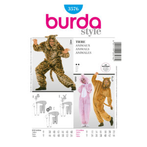 Burda Style Schnittmuster Nr. 3576 - Fasching - Kostüm - Tiere - Tiger und Löwe und Hase