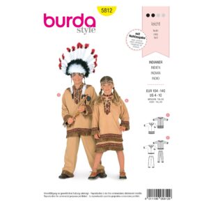 Burda Kids Schnittmuster Nr. 5812 - Fasching - Kostüm - Indianer Kinder für Sie und Ihn