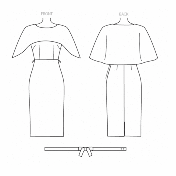 Vogue Schnittmuster V1579 - Kleid - gefüttertes Kleid mit angesetztem Umhang – Bild 7